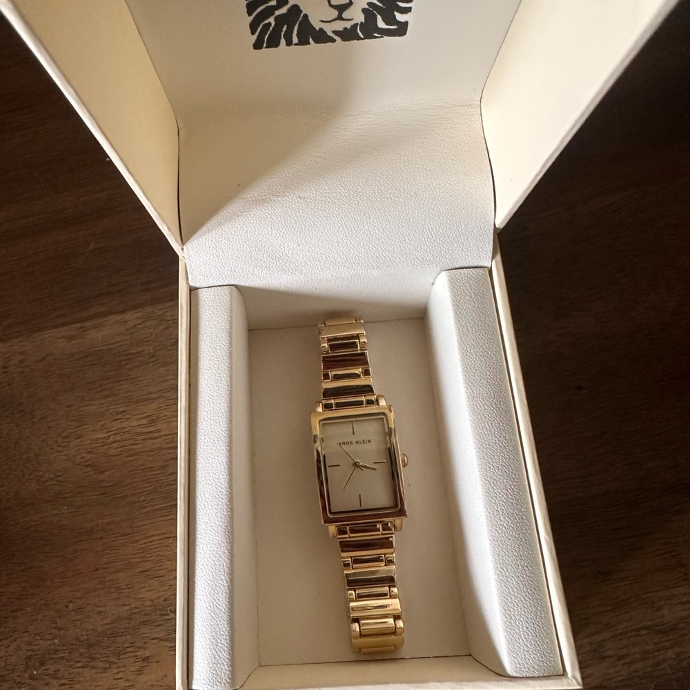 anne klein Gold Tone Watch with Rectangular Face